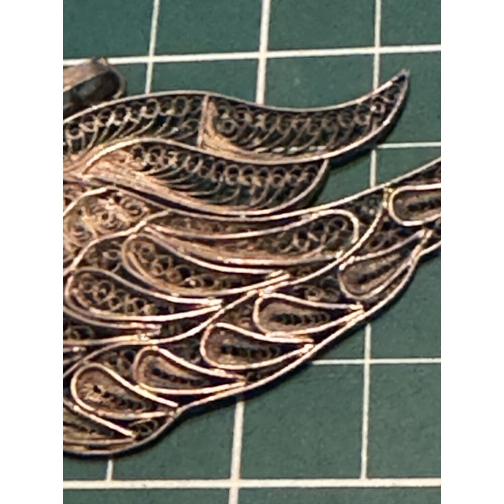 Vintage Gorham Sterling Silver Filigree Bird Pendant Unique Winged Design Ornate - Picture 3 of 8